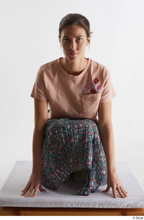 Cynthia  1 casual dressed floral skirt kneeling pink crop…